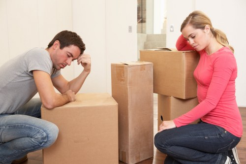 Packed boxes and furniture ready for house removal in Camden